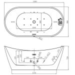 Wanna wolnostojąca z hydromasażem Ovalo Plus 180x90 cm