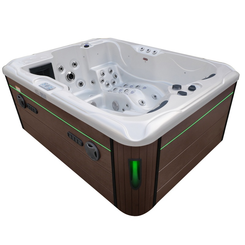 Spa ogrodowe 3 osobowe 75 dysz akryl Biała perła obudowa Kawa 210x160