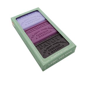 COSMOSPA ZESTAW 3 MYDEŁ MARSYLSKICH (LAWENDA, PACZULA, OPIUM) 375G