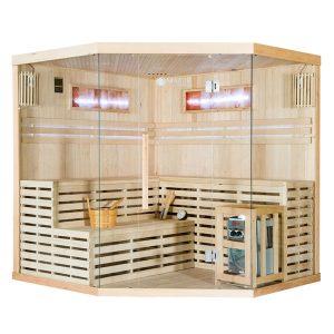 MO-EA5CS Sauna sucha z piecem HARVIA 8 kW i kamieniem solnym 200X200X200CM