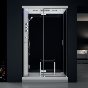 MUE-H1200-22L LEWA CZARNA Kabina prysznicowa z hydromasażem i sauną parową 120X90X217CM