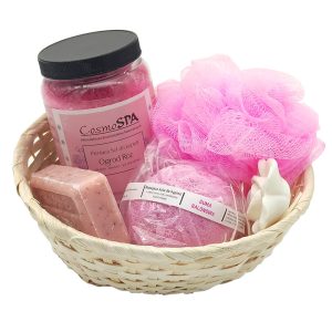 COSMOSPA KĄPIELOWY ZESTAW NA PREZENT W KOSZYCZKU - RÓŻOWY