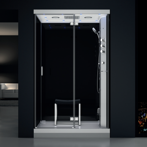 MUE-H1200-22R PRAWA CZARNA Kabina prysznicowa z hydromasażem i sauną parową 120X90X217CM