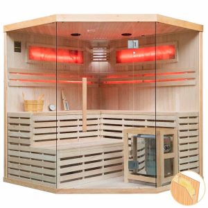 MO-EA4CS Sauna sucha z piecem HARVIA 6 kW, z kamieniem solnym i izolacją ścian 180X180X200CM