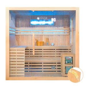 MO-EA4S Sauna sucha z piecem HARVIA 8 KW kamieniem solnym i izolacją ścian 200X180X200CM
