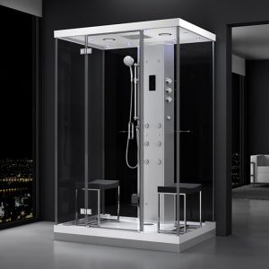 MUE-H1400-21 CZARNA Kabina prysznicowa z hydromasażem i sauną parową 140X100X217CM