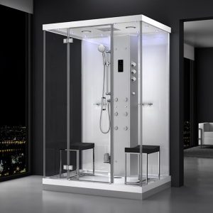 MUE-H1400-11 BIAŁA Kabina prysznicowa z hydromasażem i sauną parową 140X100X217CM