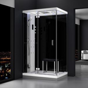 MUE-H1200-21L LEWA CZARNA Kabina prysznicowa z hydromasażem i sauną parową 120X90X217CM