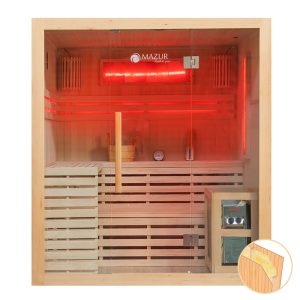 MO-EA4S Sauna sucha z piecem HARVIA 6 kW, kamieniem solnym i izolacją ścian 180X160X200CM