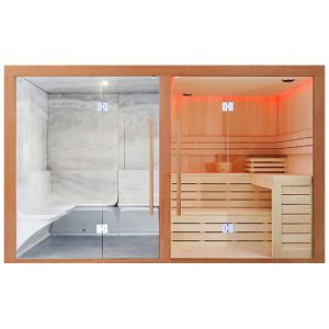MUE-1816 Sauna sucha z piecem 6 kW + parowa 340X175X210CM