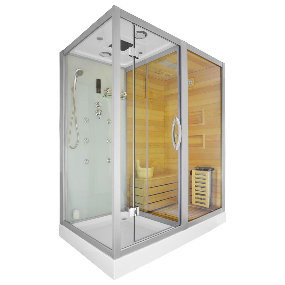 MO-1752W PRAWA TRIO, sauna sucha, parowa i kabina prysznicowa 180X110X223CM