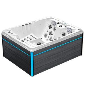 SPA ogrodowe 3 osobowe 88 dysz akryl Biała perła obudowa Szara 213x165
