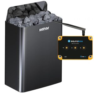 Piec do sauny Harvia The Wall SW45E Black steel 4.5 kW i Sterownik SaunaBox PRO