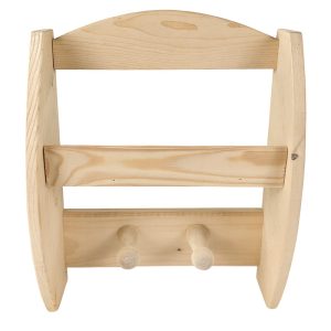 Wieszak do sauny z półką na olejki zapachowe z drewna sosnowego