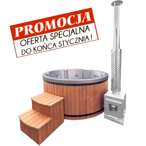 Spa ogrodowe Balia Bora 200cm 6 osobowa 10 dysz Niecka akrylowa Szara perła + Piec zewnętrzny na drewno