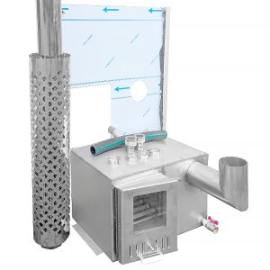 Piec wewnętrzny do balii 30kW z kominem stal nierdzewna AISI 304