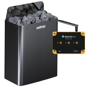 Piec elektryczny do sauny Harvia The Wall SW60E Black steel i Sterownik BleBox SaunaBox PRO