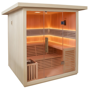 Sauna ogrodowa Fińska z piecem ASKER New 4-6 osobowa 180x180cm