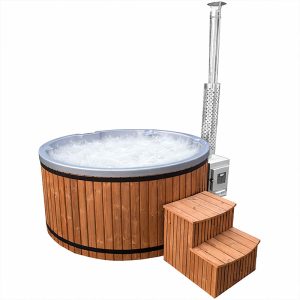 Balia SPA Bora 200cm 6 osobowa 10 dysz MicroSilk Niecka akrylowa Szara perła Piec zewnętrzny