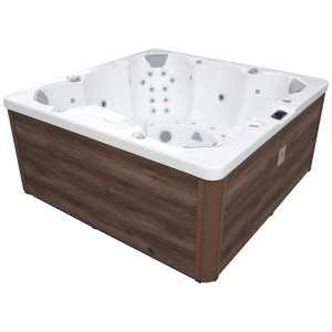 Spa ogrodowe Frost-SNO 7 osobowe 47 dysz akryl Biały obudowa Dąb surowy 215x215