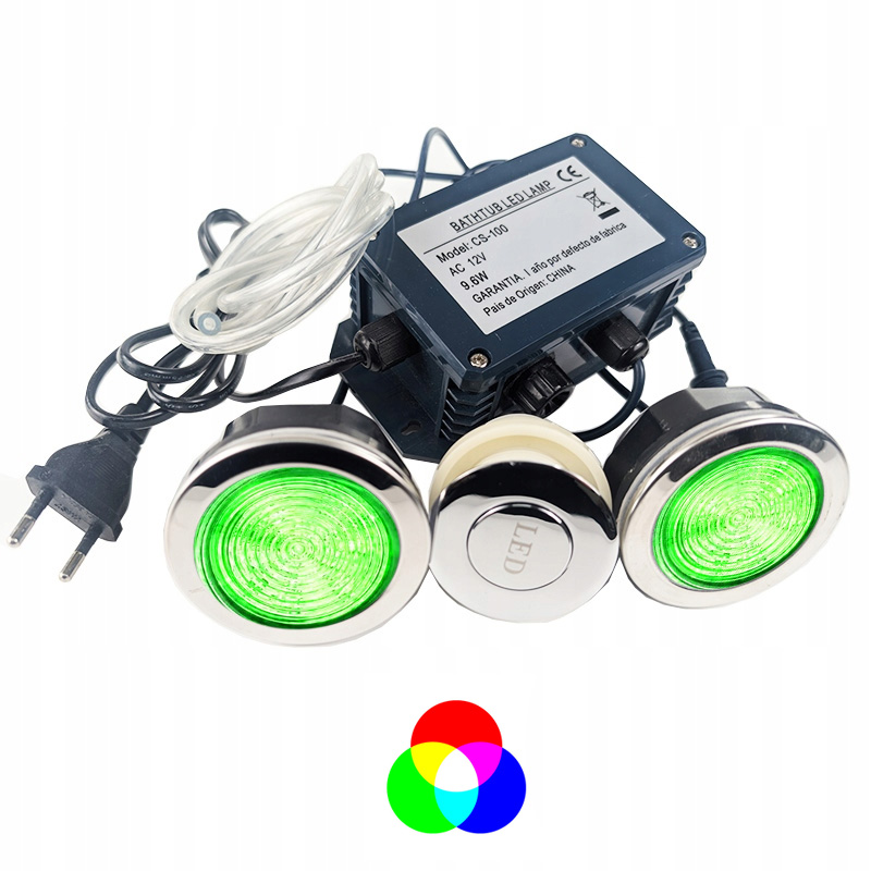 Zestaw oświetlenia LED do spa ogrodowego i bali 230V Komplet : 2 lampy + włącznik pneumatyczny