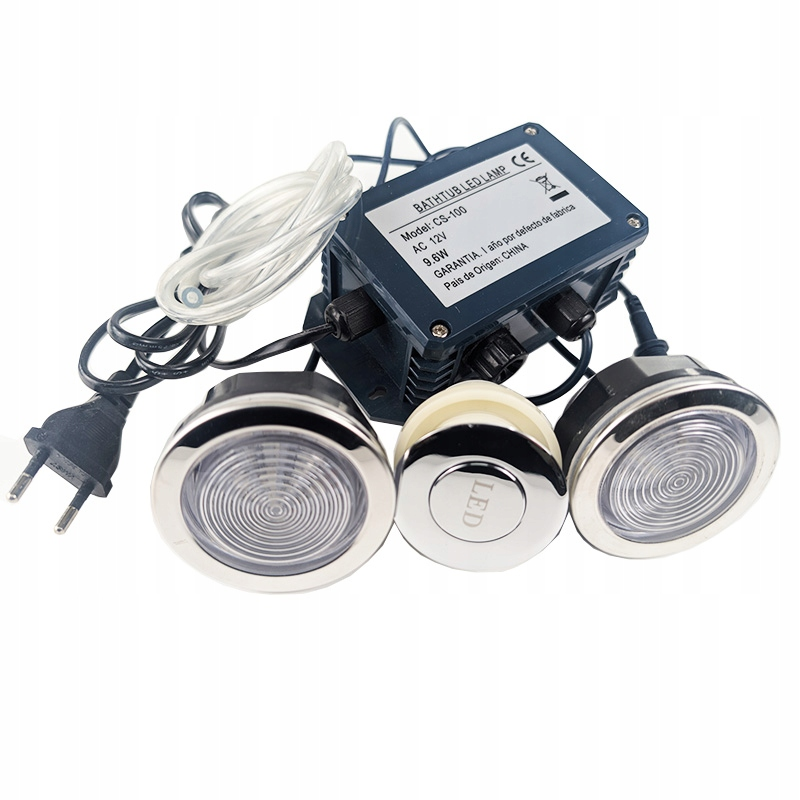 Zestaw oświetlenia LED do spa ogrodowego i bali 230V Komplet : 2 lampy + włącznik pneumatyczny - obrazek 2
