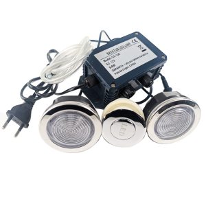 Zestaw oświetlenia LED do spa ogrodowego i bali 230V Komplet : 2 lampy + włącznik pneumatyczny 