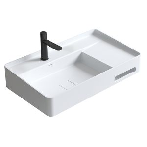 Umywalka ścienna z kamienia syntetycznego prostokątna UM-0239 80X46X19CM