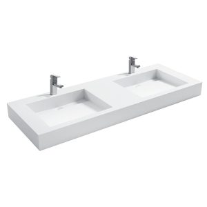 Umywalka ścienna z kamienia syntetycznego prostokątna UM-0078 150X55X12CM