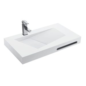 Umywalka ścienna z kamienia syntetycznego prostokątna UM-0067 90X50X10CM