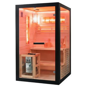 Sauna FIŃSKA z piecem Forsa1-BL piec HARVIA 3,5kW 120X120