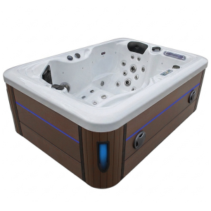 Spa ogrodowe 2 osobowe 49 dysz akryl Biała perła obudowa Kawa 195×140