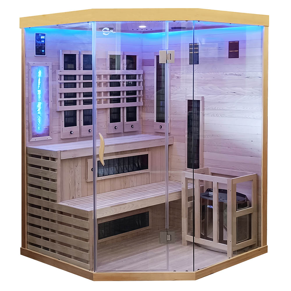 Sauna Infrared/Fińska COMBO z piecem HARVIA 6 kW i kamieniem solnym 150X150X200CM