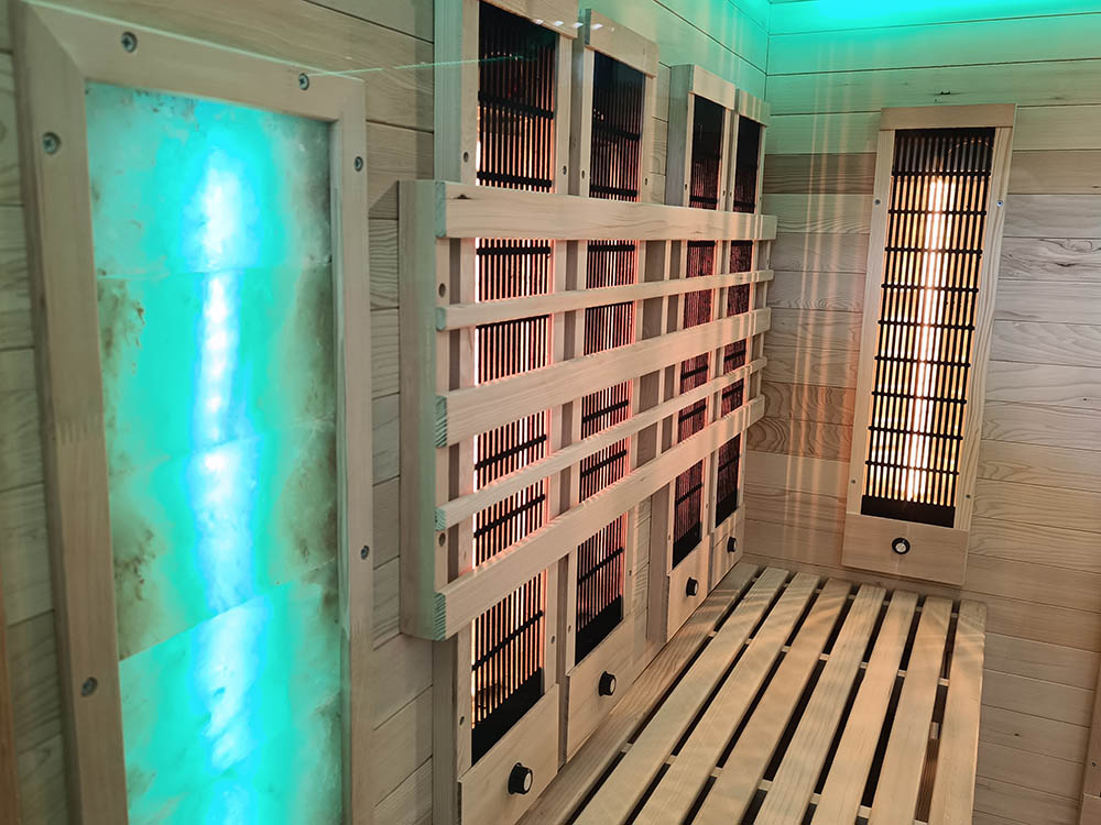 Sauna Infrared/Fińska COMBO z piecem HARVIA 6 kW i kamieniem solnym 150X150X200CM - obrazek 3