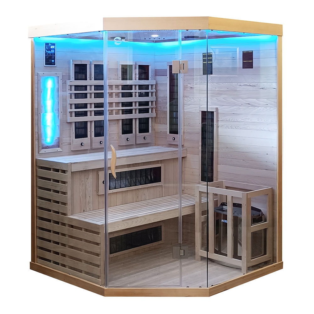 Sauna Infrared/Fińska COMBO z piecem HARVIA 6 kW i kamieniem solnym 150X150X200CM - obrazek 7