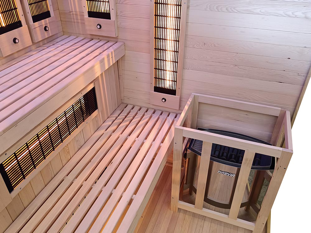 Sauna Infrared/Fińska COMBO z piecem HARVIA 6 kW i kamieniem solnym 150X150X200CM - obrazek 4